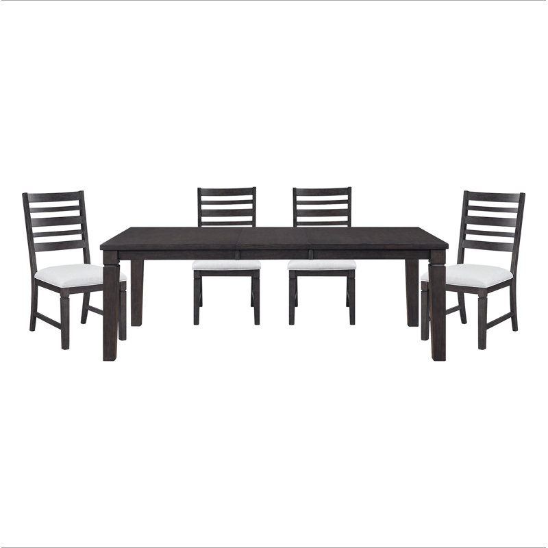 Ensemble de salle à manger 5 pièces Classic Style espresso foncé avec rallonge et 4 chaises, 5 pièces: table, 4 chaises