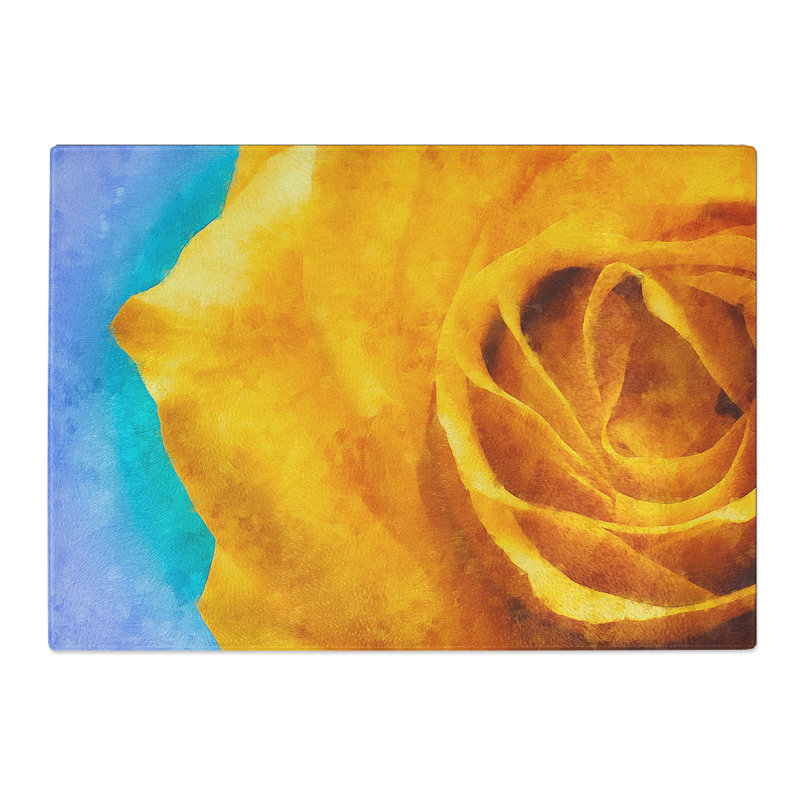Tempered Glass a Rose Painting Chopping Board, 28.5 cm x 39 cm