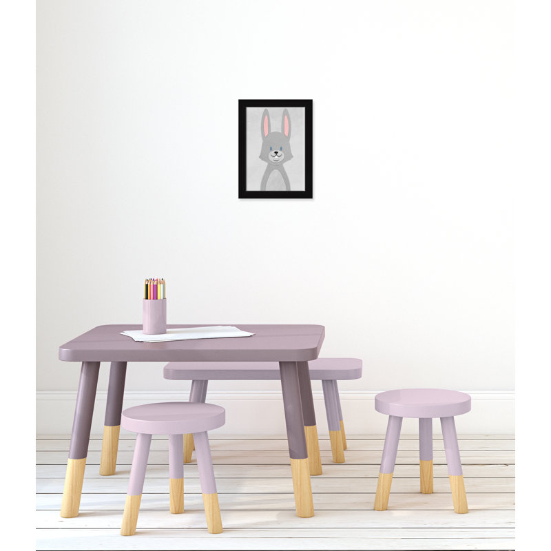 Art de lapin joyeux, H 14 po x l 10 po x P 0,6 po, Encadré plat noir
