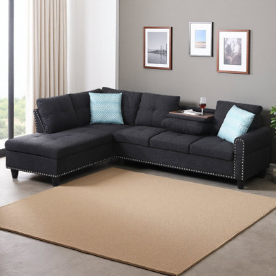 Cup-Holder Console-Featured Corner Sofa