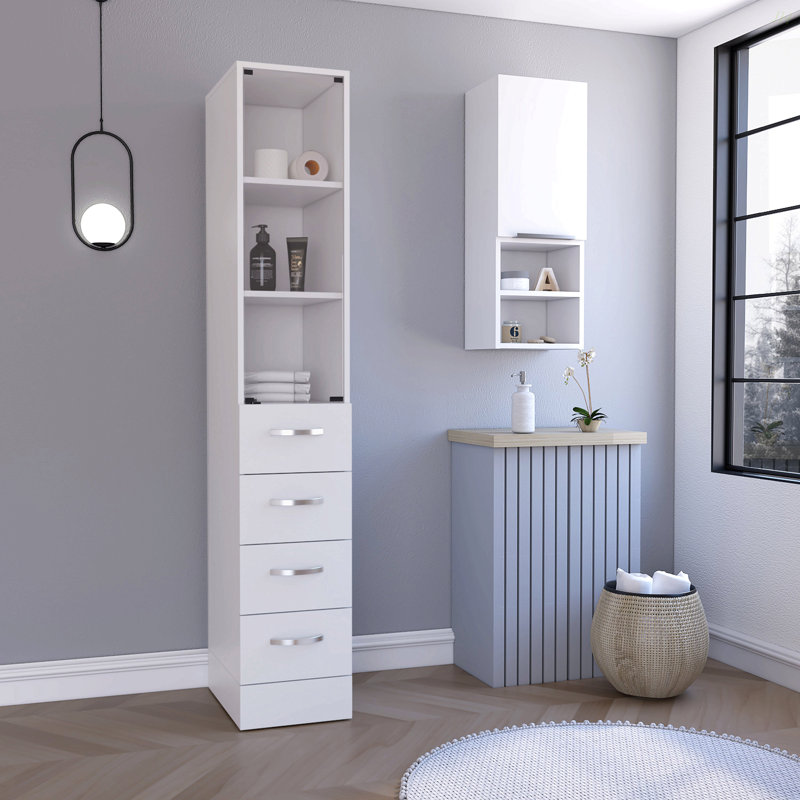 Ensemble de salle de bain 2 pièces, armoire à linge Magna + armoire à pharmacie Savona