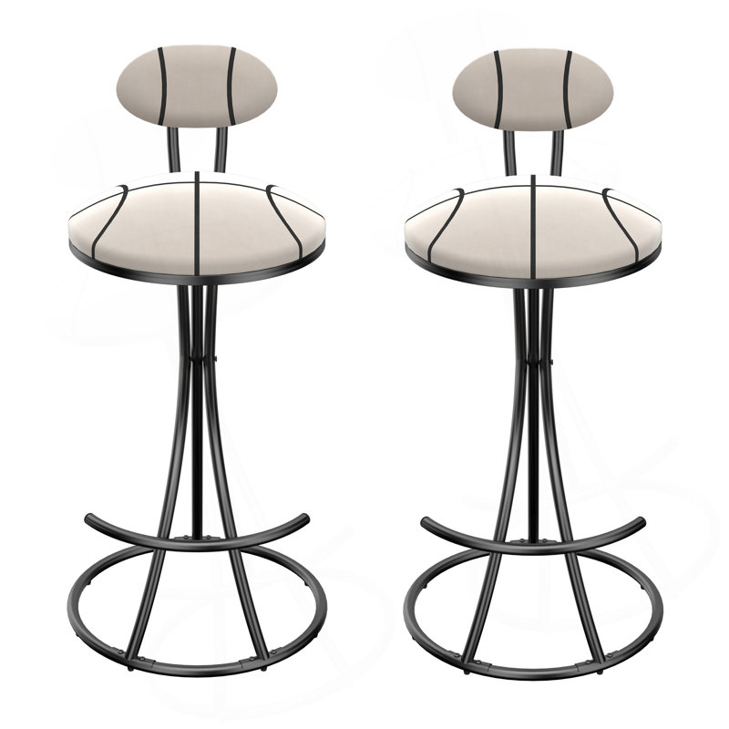 Ensemble de 2 tabourets de bar rembourrés avec tabourets de bar à hauteur de comptoir en velours moderne pour îlot de cuisine, salon (noir et rayé)