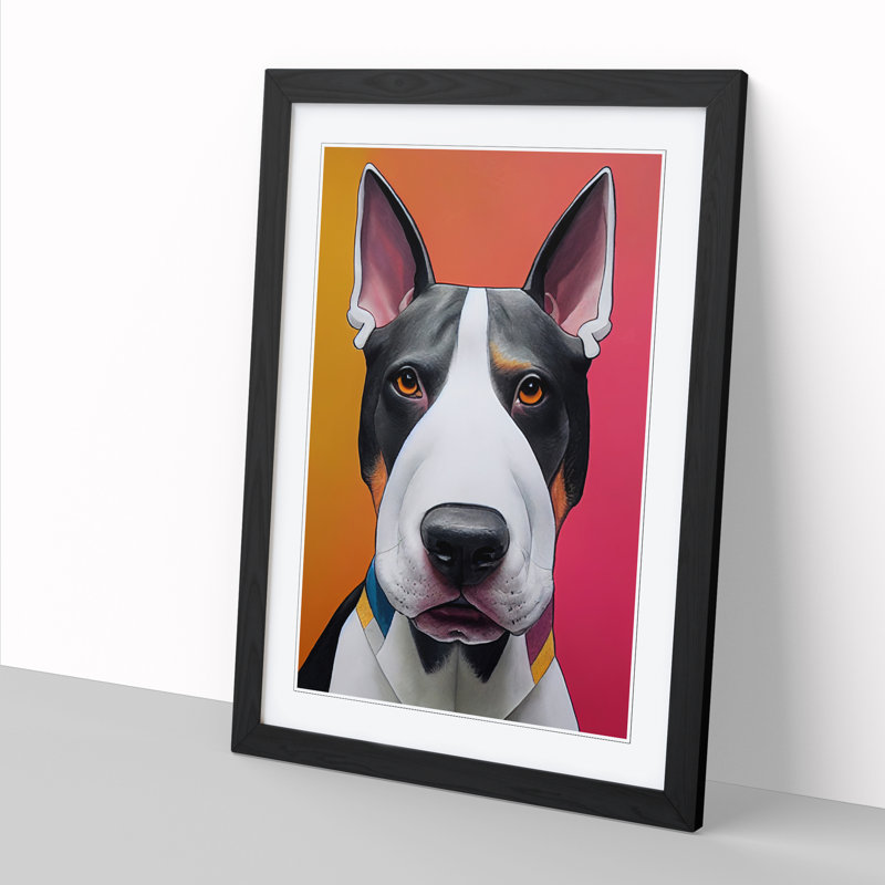 Shlok English Bull Terrier Hypreprism - Wall Art, 34cm H x 25cm W x 2cm D, Oak