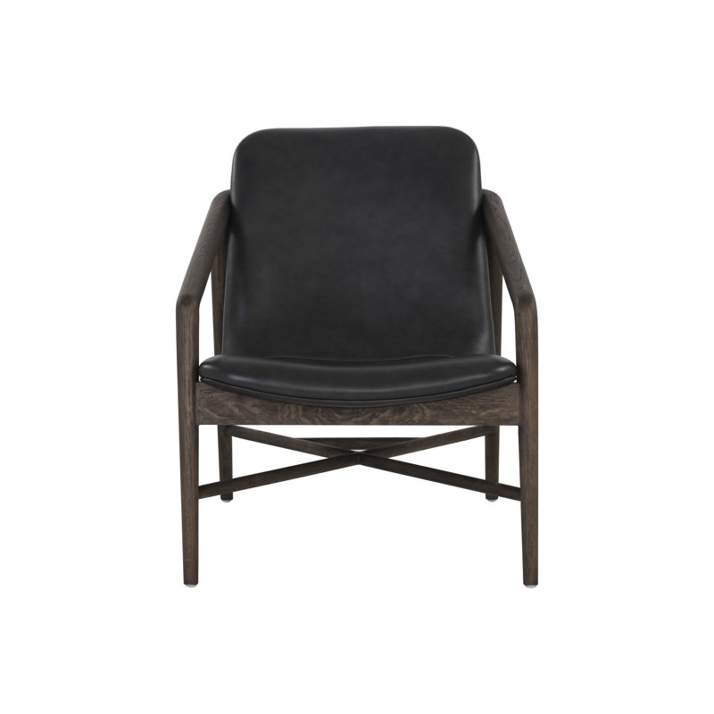 FAUTEUIL Lapinski - Brun patiné - Cuir gris anthracite - Gris, Black Genuine Leather