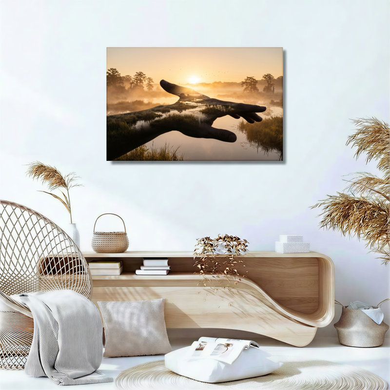 Ensemble de 1 tableau sur toile représentant un paysage de lever de soleil, H 24 po x l 36 po, Wrapped Canvas