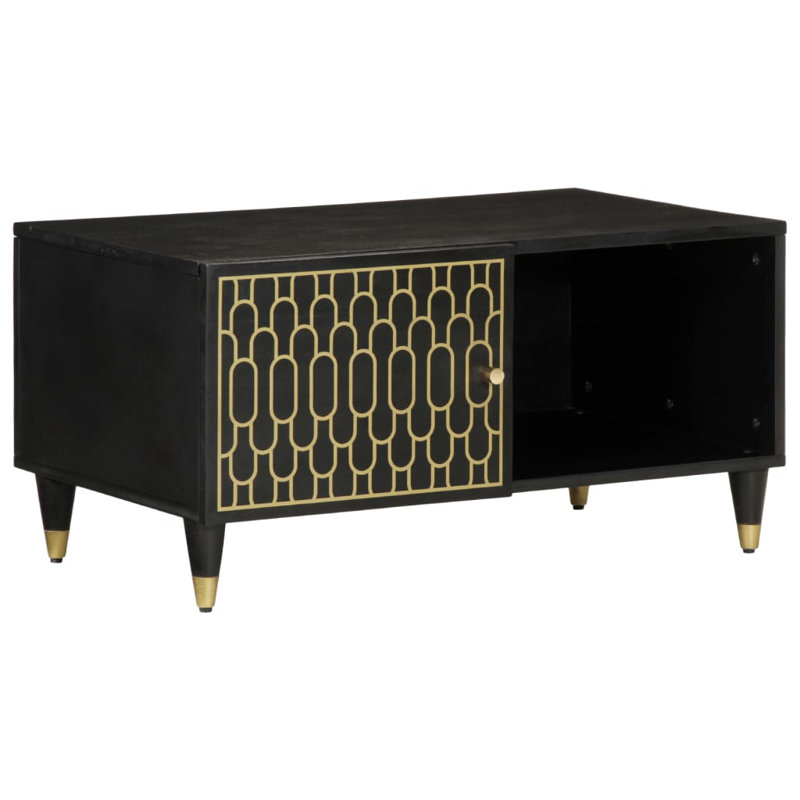 Aelish Coffee Table with Storage, Black/Gold, Black