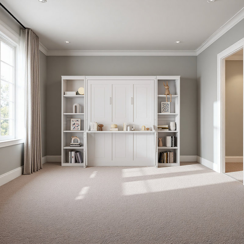 Grand lit escamotable avec bureau et bibliothèque