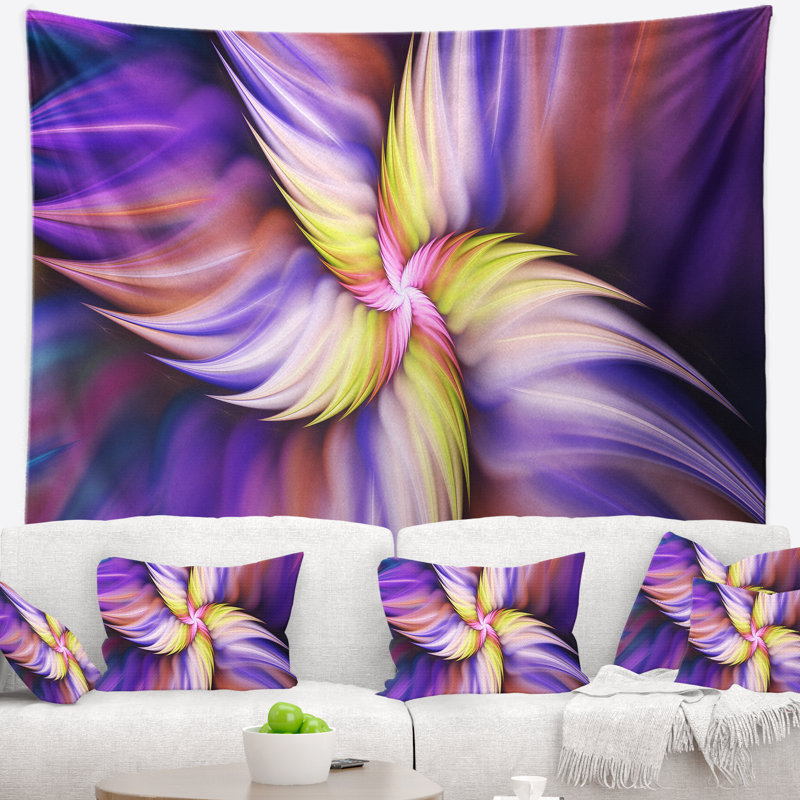 Tapisserie florale florale, mauve et jaune, H 32 po x l 39 po