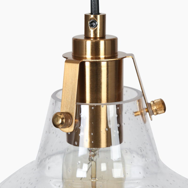 Lustre doré à 5 lumières, hauteur réglable, en verre bullé, pour intérieur sec, H 7,5 po x l 19,7 po x P 19,7 po, 5 lumières