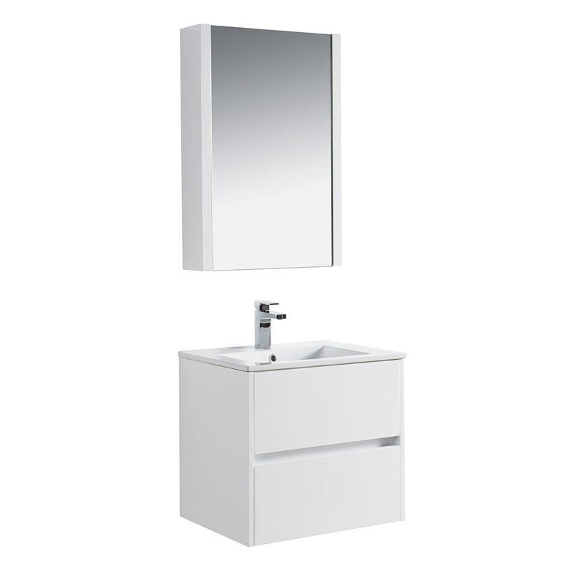 Oquendo 24.25'' Single Bathroom Vanity with Ceramic Top, Glossy White