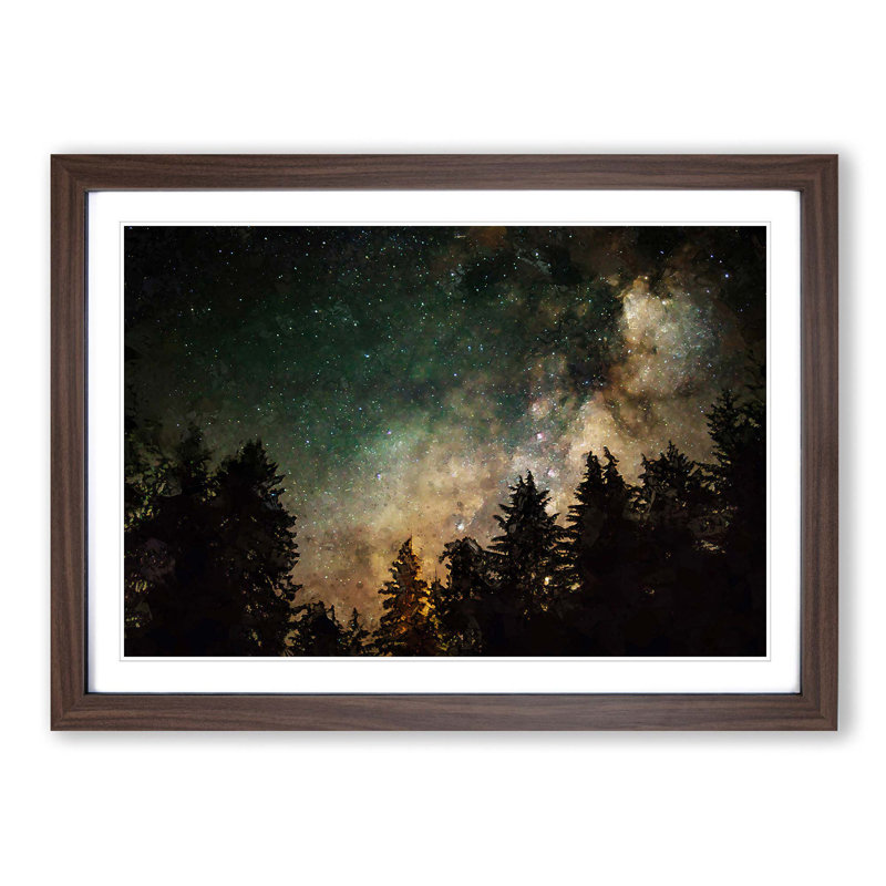 Milky Way Above the Treetops in Abstract - Picture Frame Graphic Art Print, Walnut Framed, 36cm H x 48cm W x 2cm D