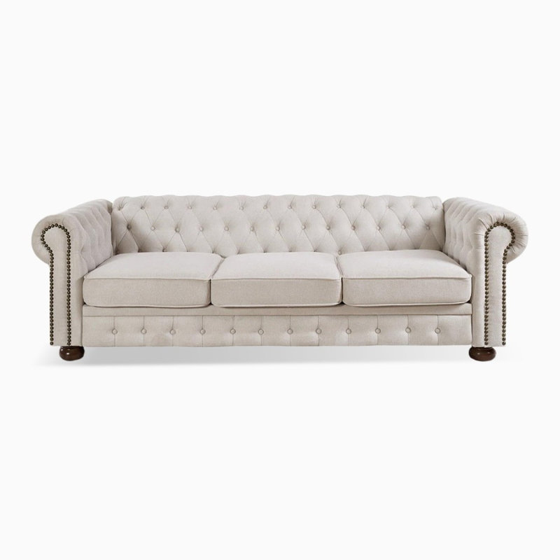 Causeuse coussin beige en coton et lin