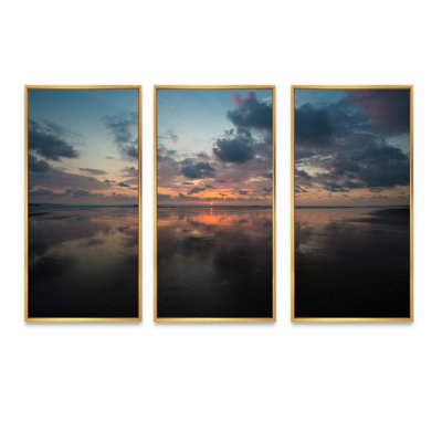 «Matapalo In Costa Rica Beach Sunset», ensemble d'art mural sur toile encadré 3 pièces