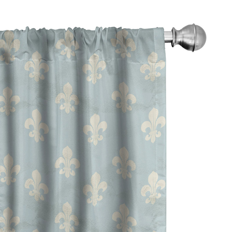 Fleur De Lis Semi-Sheer Rod Pocket Curtain Panels, 28" x 63"