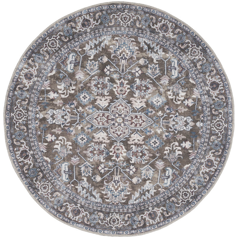 Washable Oriental Rug, Round 4'