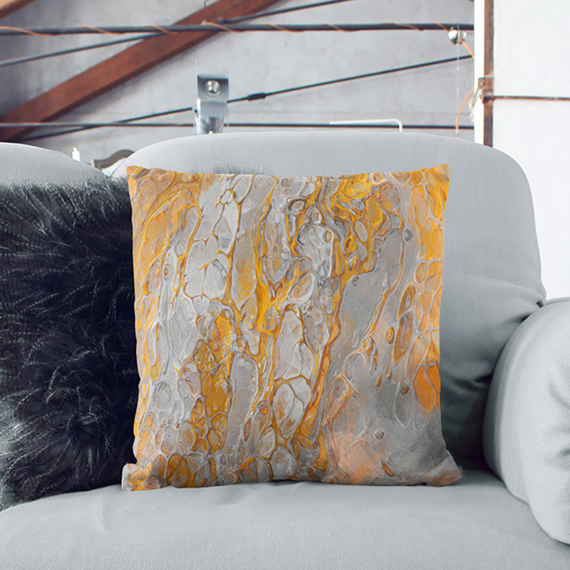 Finding My World in Abstract Cushion with Filling, Stone, 55cm H x 55cm W x 20cm D