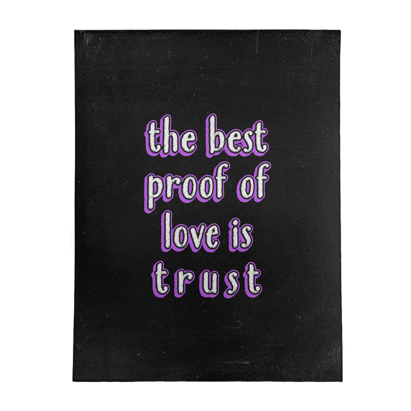Tapis en polyester tableau noir style en polyester love & trust quote, Rectangle 5 pi x 7 pi