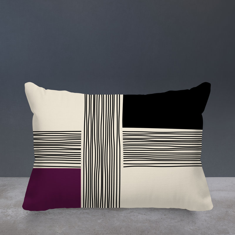 Cassie Spun Polyester Lumbar Rectangular Indoor/Outdoor Pillow Cover & Insert, Purple, 18"H x 25"W
