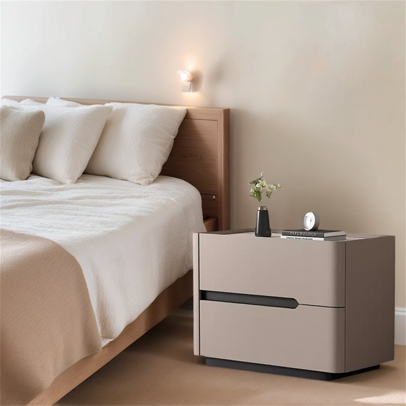 Modern simple rock board bedside table, solid wood Italian floor-standing bedside table, suitable for bedroom and living room
