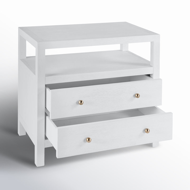 Nora 2-Drawer Wide Nightstand, Antique Coffee