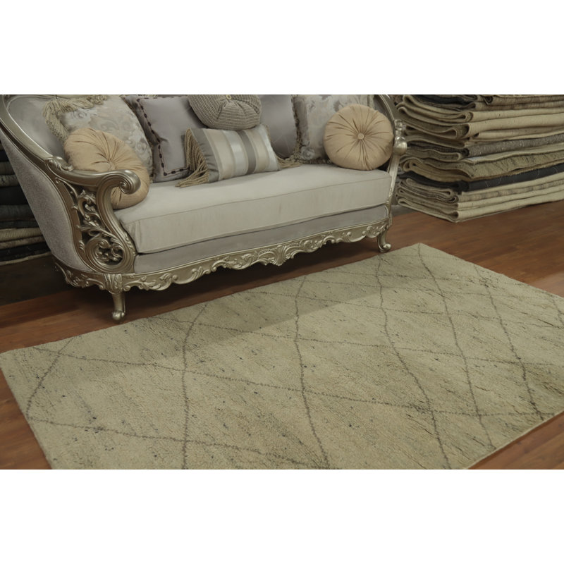 Tapis marocain en laine à motif de treillis terre 5 x 8