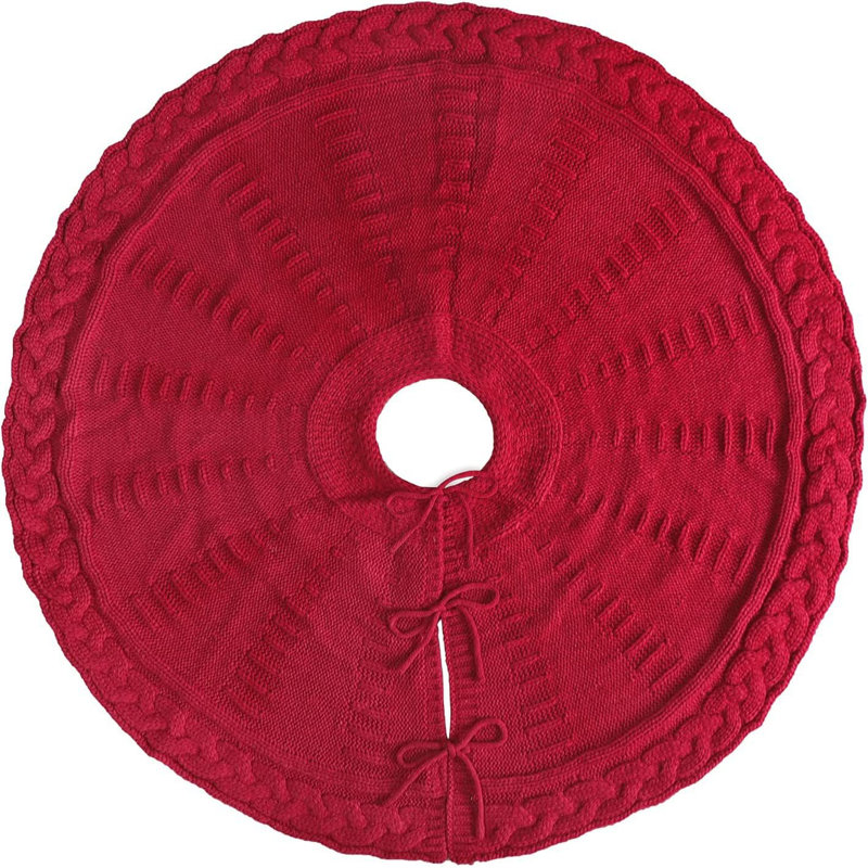 Jupe d'arbre de Noël en tricot rouge, Red