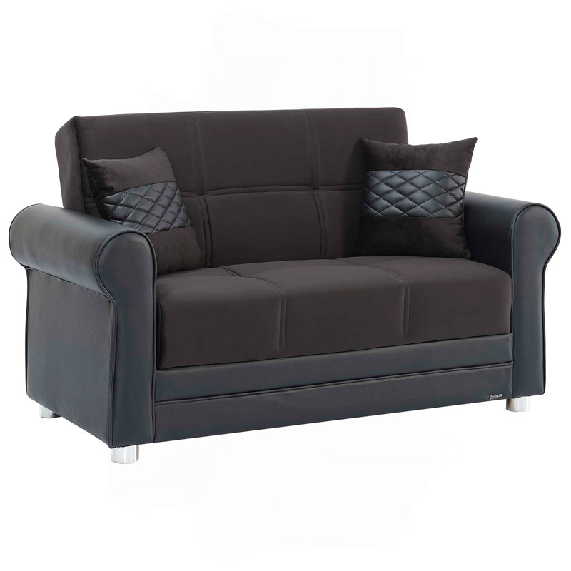 Causeuse convertible avec rangement Collection, Polyuréthane noir, brun foncé