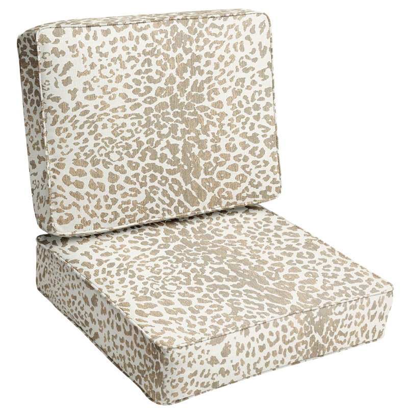 Indoor/Outdoor Sunbrella Seat/Back Cushion, 22" W x 22" D, Tan Leo Animal Print