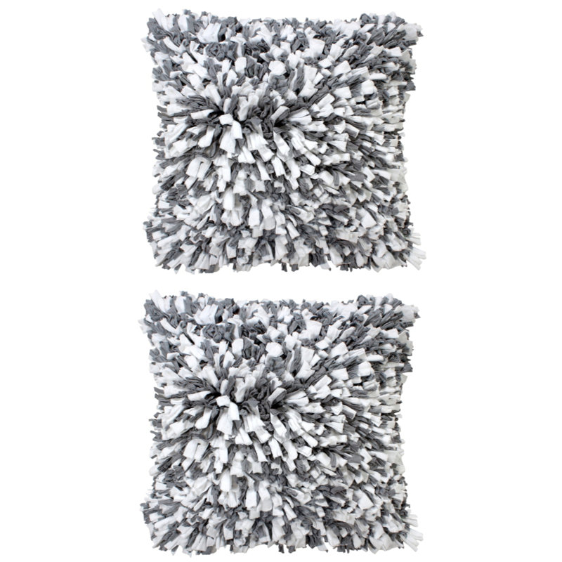 Ensemble de 2 coussins à poils longs en papier de soie (insert inclus), H 18 po x l 18 po x P 2 po, Gris