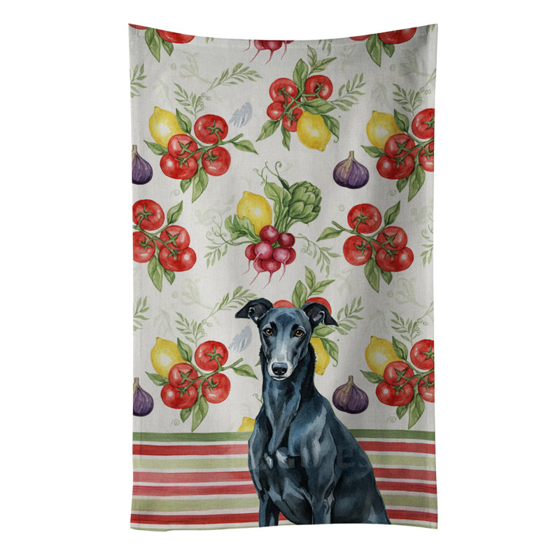 Black Greyhound Vegetables Kitchen Towel, Black Greyhound