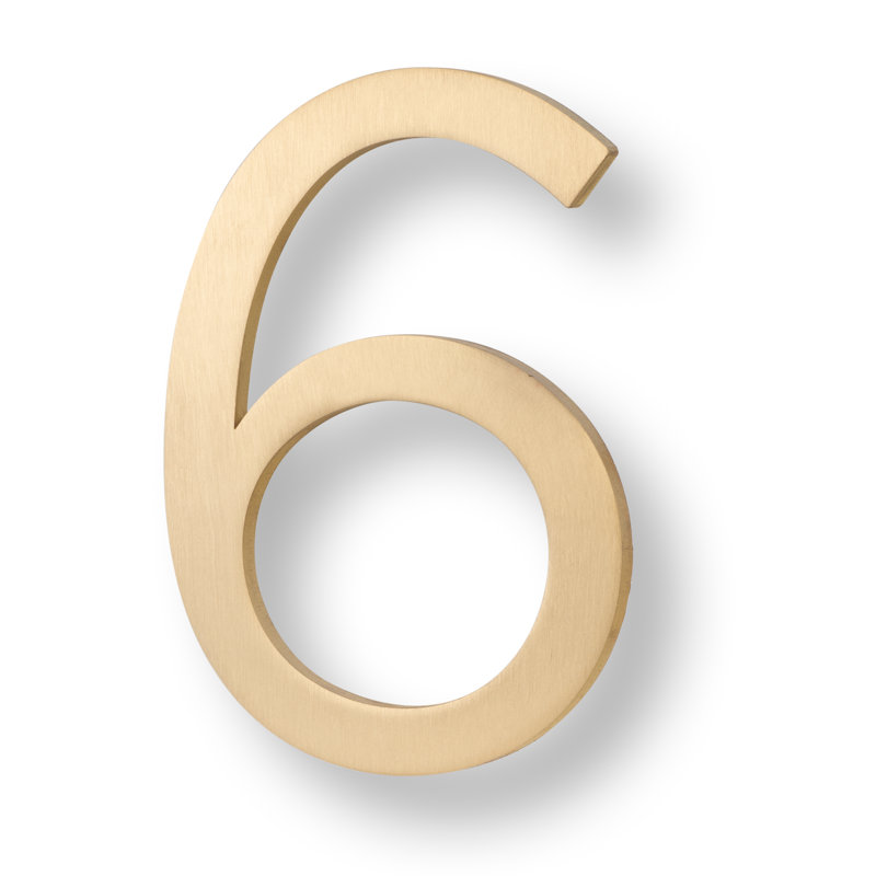 6'' Satin Brass Floating Metal House Number