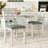 7-Piece Extendable Dining Table Set Modern 71"-90" Solid Wood Kitchen Table With Leaf & 6 Upholstered Chairs Space-Saving Set For Dining Room, Kitchen