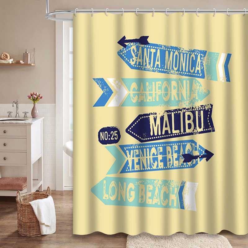 Rideau de douche avec 12 crochets Surf, L 72 po x l 72 po