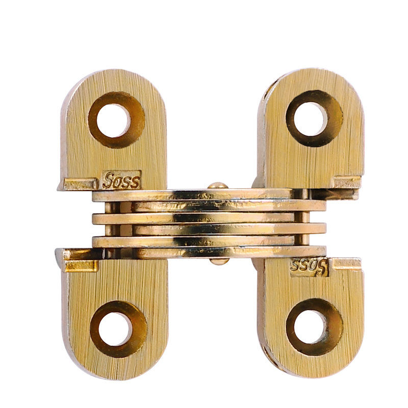 SOSS Model 114 metal application hinge, maximum material thickness is 1/8", Satin Brass
