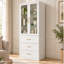 White 2-Piece Storage Set with Wall-Mounted Glass Display Cabinet & 3-Drawer Chest