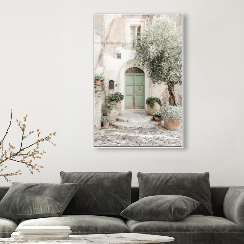 Mint Door I High-Gloss Frameless Acrylic Glass Wall Art Architecture Print by Oliver Gal, Ready to Hang, 10 x 15, 11"H x 16"W