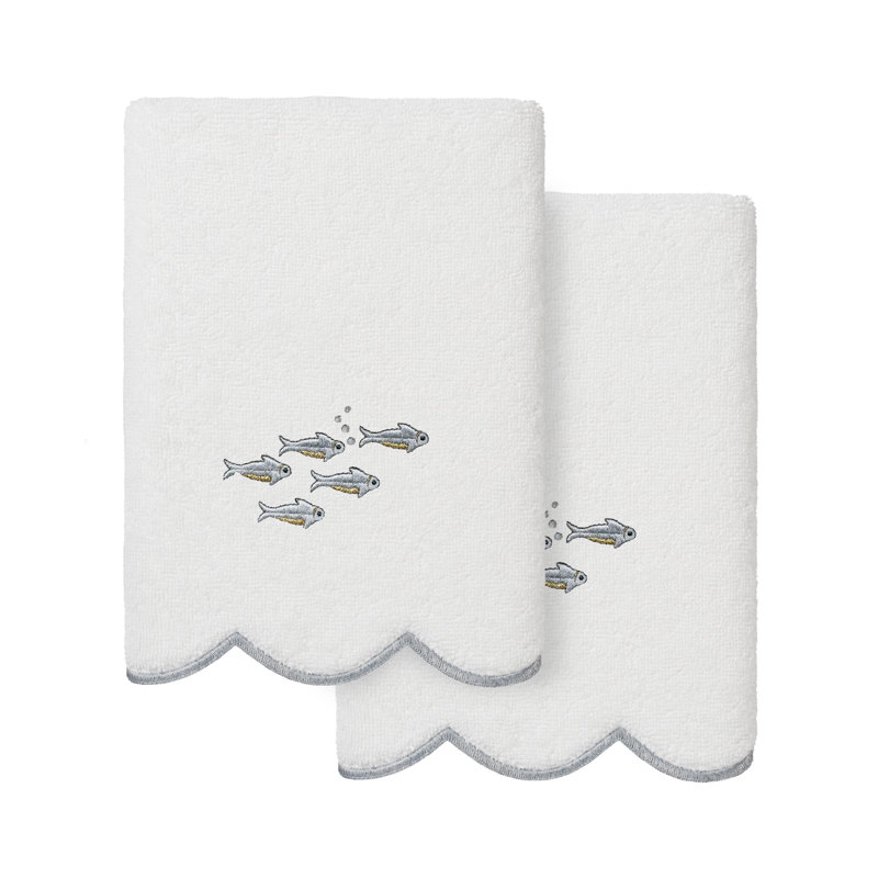 Ensemble de serviettes 100% lin Linum Home, Blanc / Gris, Finger Tip Towel - 2 Pack