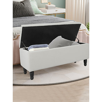 1PC Tufted Storage Ottoman Bench, End Of Bed Bench With Nail Accent