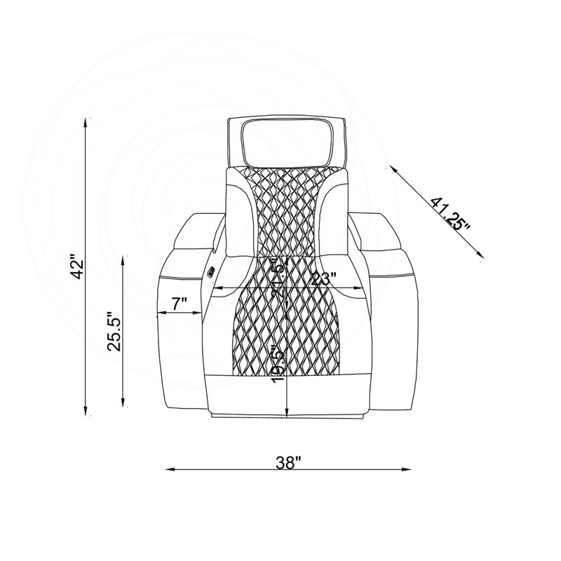 Fauteuil inclinable électrique double avec appuie-tête électrique, accoudoirs de rangement et éclairage DEL, Argent