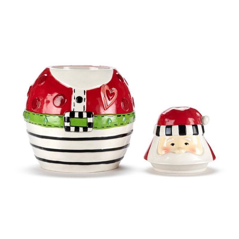 Santa Striped Cookie Jar - 7X10in