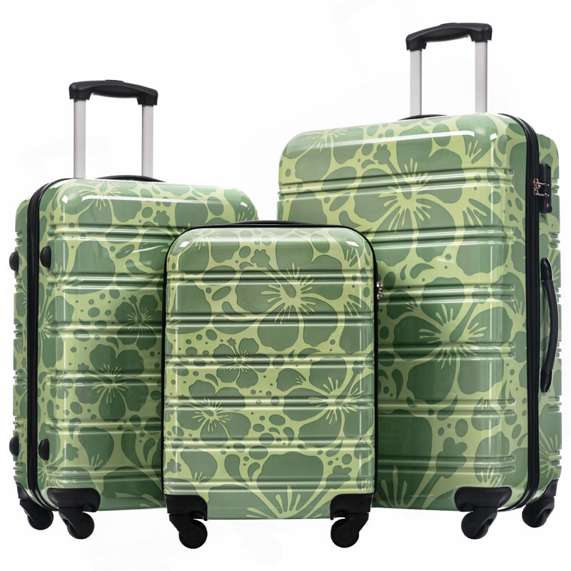 Valise à roulettes 3 pièces Hardshell avec valise TSA, Green