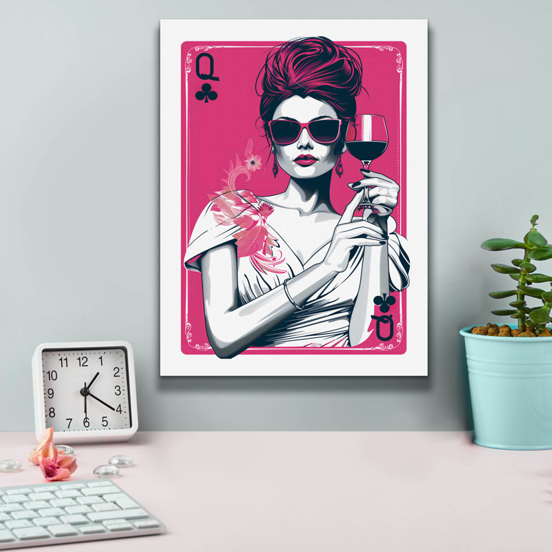 Art mural en toile «Queen of clubs» par Andreas Magnusson, 12 po x 16 po, H 16 po x l 12 po x P 0,75 po