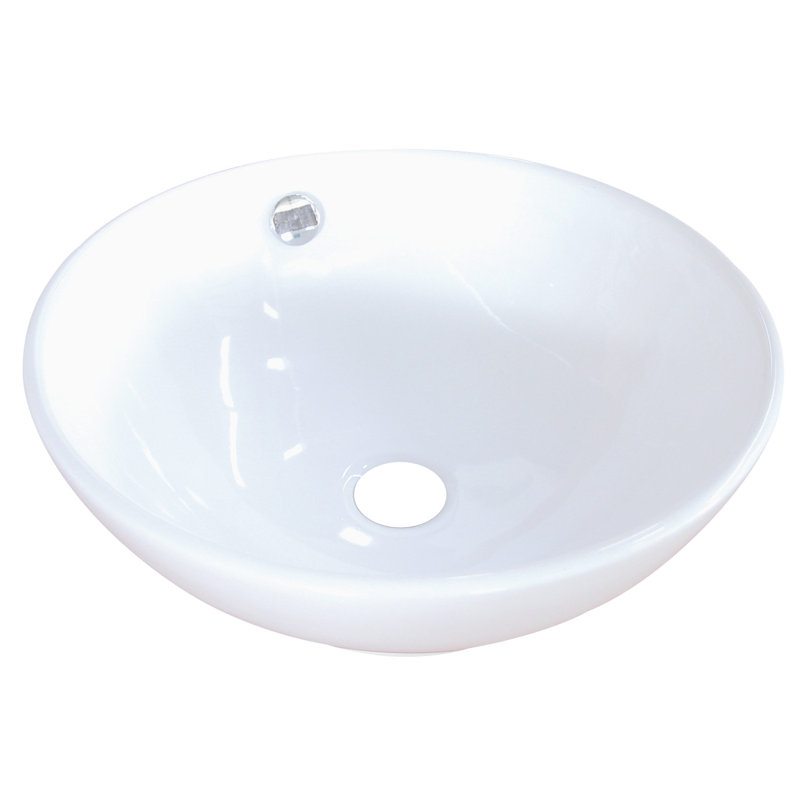 Lavabo de salle de bain circulaire en céramique avec trop-plein à bateau