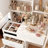 Makeup Vanity Desk with Adjustable Lighted Mirror, Hidden Jewelry Storage and Drawers, Modern Bedroom Dressing Table-395436224