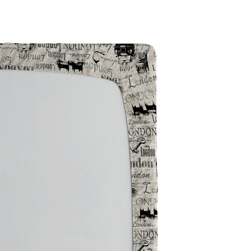 Drap-housse Ambesonne London lettrage rétro Big Ben gris coquille d'œuf gris anthracite