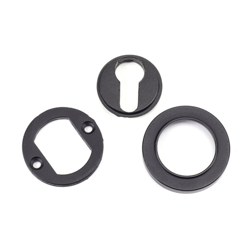Concealed, Plain Escutcheon 3 Piece Door Accessory Set, Matt Black