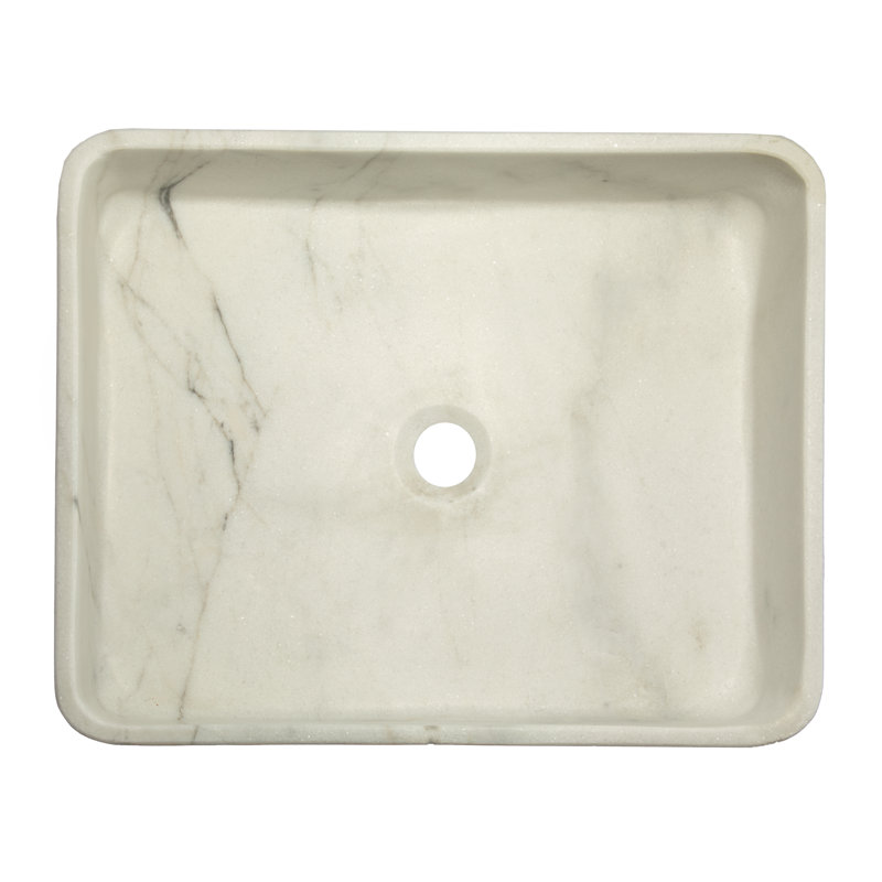 Eden Bath 14.75'' White Stone Rectangular Bathroom Sink