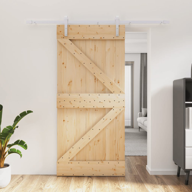 Porte coulissante avec quincaillerie Vidaxl, 37,4 po x 82,7 po, Blanc/naturel