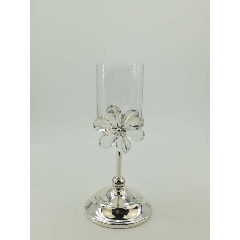 Fleur en cristal / ouragan en métal, H 10,5 po x l 4,8 po x P 4,8 po
