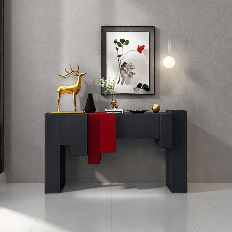 Console Modern Minimalist Art Design, Noir / rouge, H 35,43 po x l 47,24 po x P 15,75 po